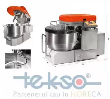 Mixer Spiral cu Sistem de ridicare si Cuva Mobila, Capacitate aluat 240 Kg, ATMMTK100