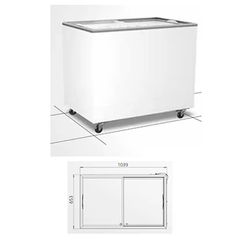 Lada frigorifica orizontala pentru bauturi cu capac glisant de sticla 310