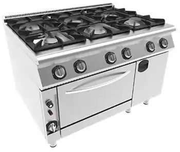 Masina de gatit cu 6 arzatoare cu cuptor si dulpap, alimentare Gaz, putere 53.5 kW