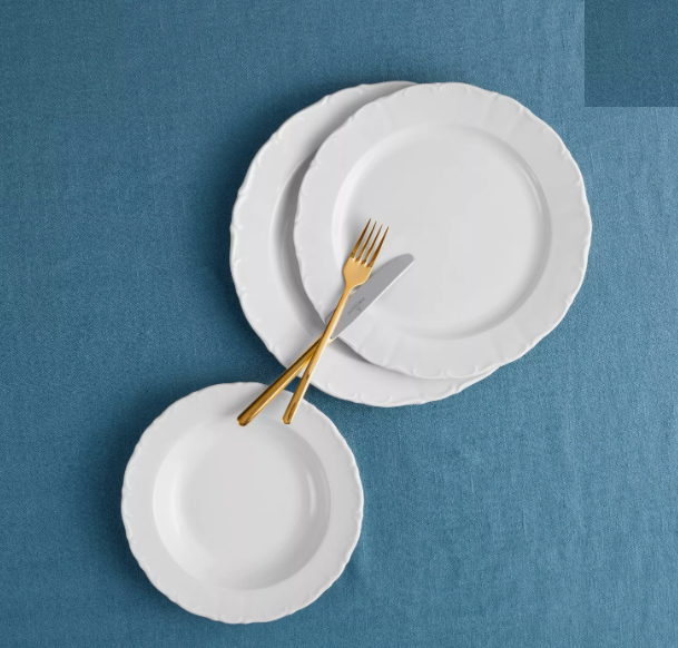 Farfurie Întinsă – 25 cm, Porțelan Alb, Design Clasic cu Margine Subtilă, Model Marienbad