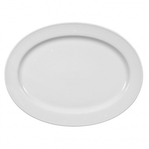 Platou Oval – 35 cm, Porțelan Alb cu Relief, Model Paso