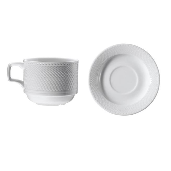 Set Cești Cafea 80 ml – Porțelan Alb, Model Zümrüt
