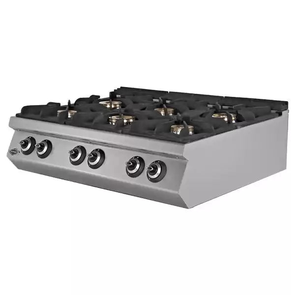 Plita cu 6 arzatoare de banc, alimentare Gaz, putere 43 kw
