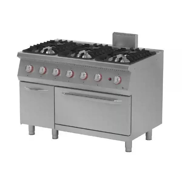 Masina de gatit cu 6 arzatoare cu cuptor pe gaz, alimentare Gaz, putere 42.5 kw