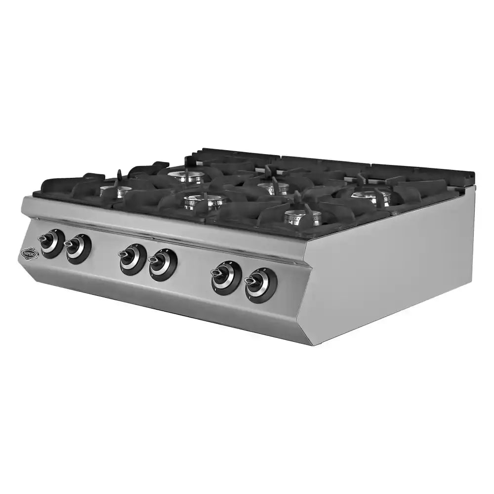 Plita cu 6 arzatoare de banc, alimentare Gaz, putere 52.45 kw