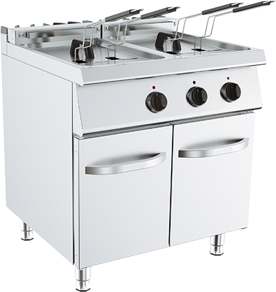 Friteuză Electrică cu 2 Cuve și Dulap - 28 kW, 2x18 L