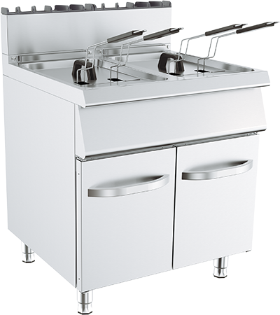 Friteuză (Gaz) cu 2 Cuve și Dulap - 13,5 kW x 2, 2x15 L