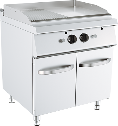 Grill Gaz cu Dulap 13 kW - Neted și Striat, 2 Zone de Gătit