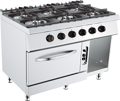 Mașină de gătit (gaz) cu cuptor 48,53 kW - 6 zone de gătit