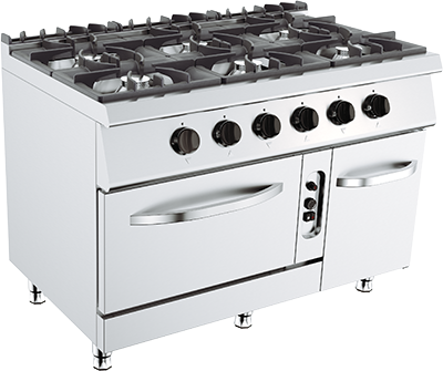 Mașină de gătit (gaz) cu cuptor 48,53 kW - 6 zone de gătit