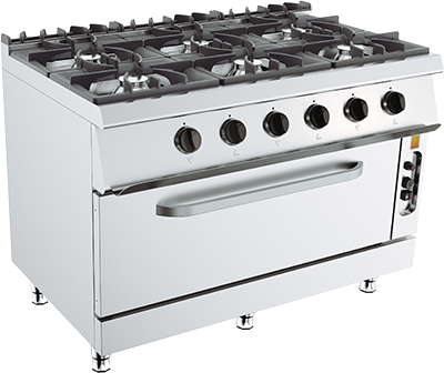 Mașină de gătit (gaz) cu cuptor 49 kW - 6 zone de gătit