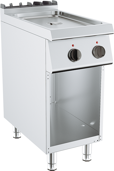 Bain-Marie Electric din Oțel Inoxidabil cu 1 Cuvă și Depozitare - 1 kW