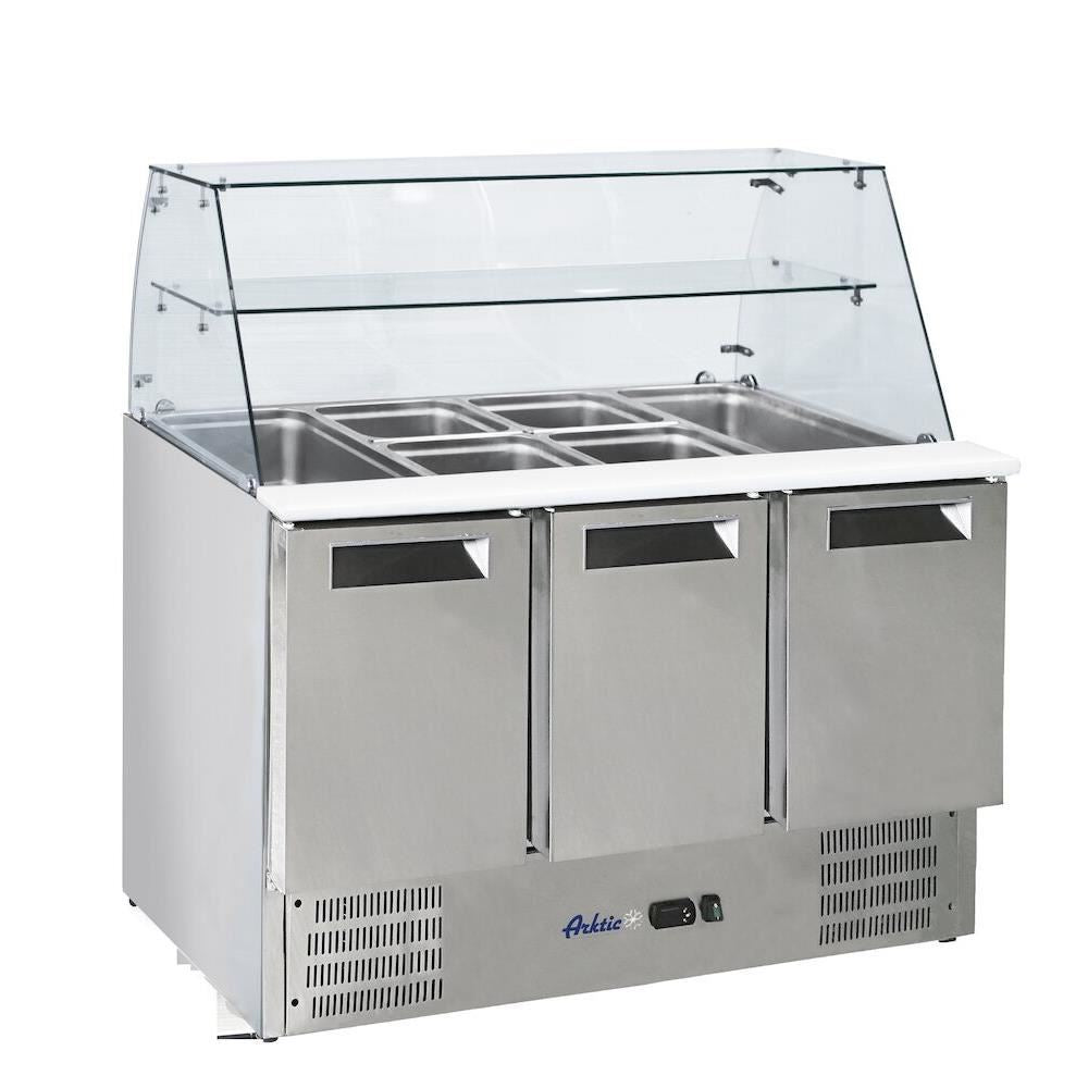 Masă Rece cu Vitrină – Capacitate 4 GN 1/1, Inox AISI 304, 315L