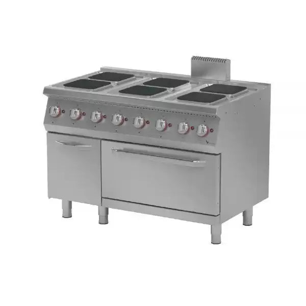 Masina de gatit cu 6 zone de gatit patrate si cuptor electric, alimentare electric 380 V, putere 20.6 kw