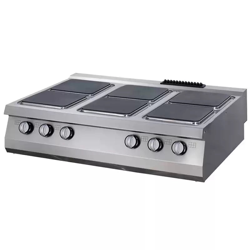 Plita electrica cu 6 placi patrate de banc, alimenare Electric 380 W, putere 15.6 kw