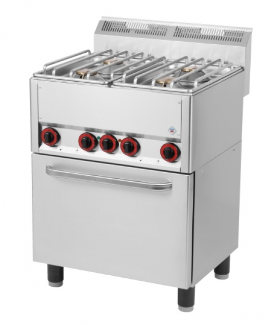 Aragaz Profesional cu 4 Arzătoare și Cuptor Electric Ventilat