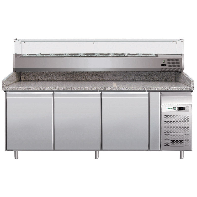 Masa Frigorifică pentru Pizza cu Răcire Ventilată – 2020x800x1000 mm, Inox AISI 304