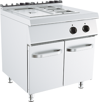 Bain-Marie Electric din Oțel Inoxidabil cu 4 Cuve și Dulap - 2 kW